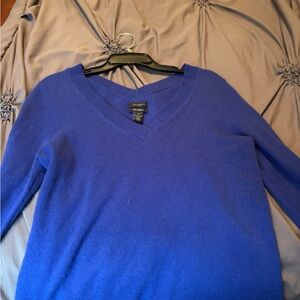 Halogen Royal Blue, Cashmere V-Neck Sweater